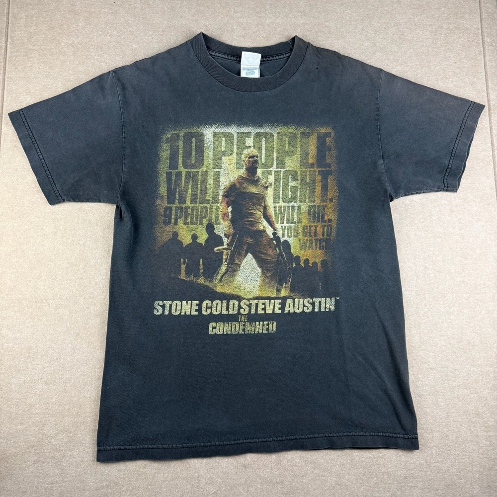 Y2K Stone Cold Steve Austin Shirt Mens M Black The Condemned Movie WWE Wrestling